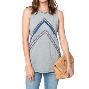 Hayden Gray Knit Ribbon Embellished Raw Hem Sleeveless Blouse Women's Large